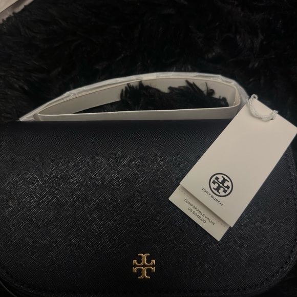 Tory Burch Navy Blue Crossbody Bag with Gold Hardware